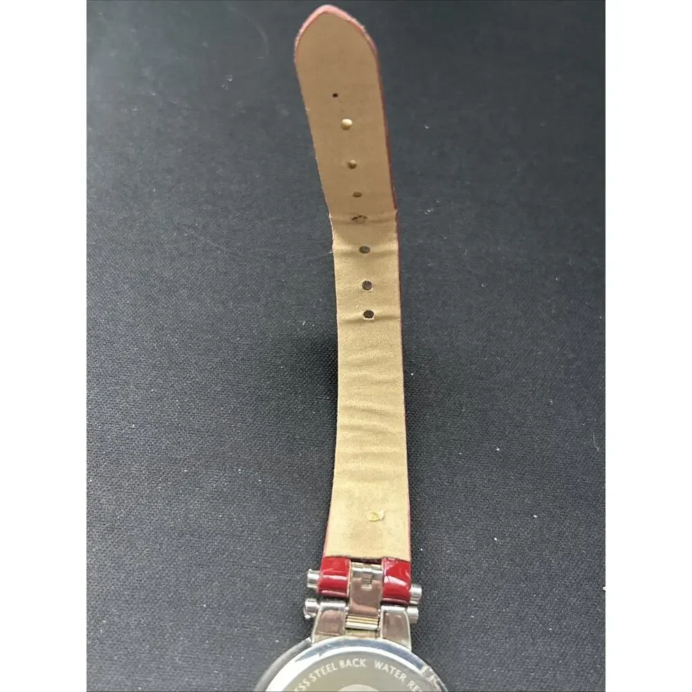 Adrienne Vittadini Silver Tone Red Band Women’s Quartz Watch